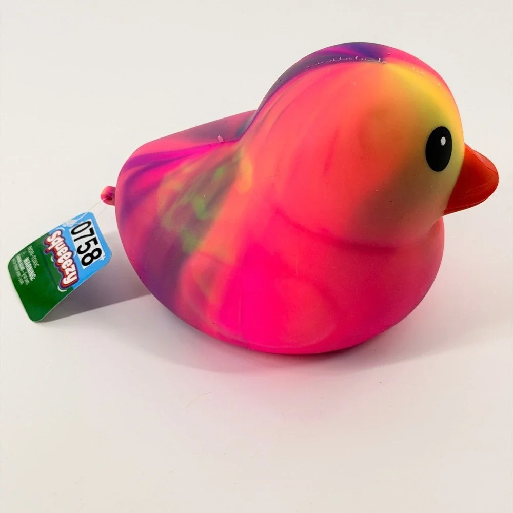 Toymendous Squeeezy Rubber Duck Kids OS Pnk Yellow Purple Marble Sensory Toy NWT